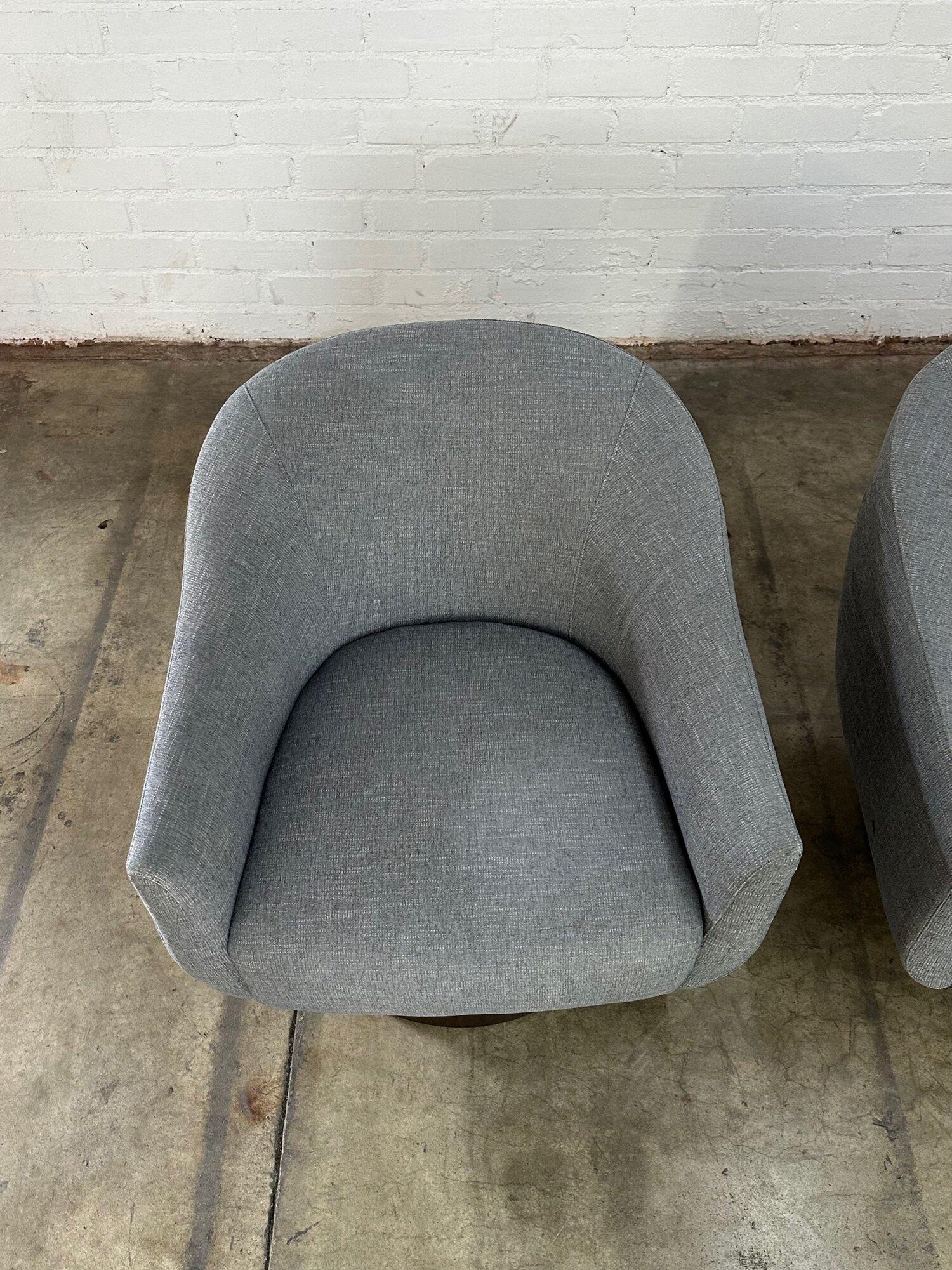 Barrel Plinth Base Lounge Chairs- Pair For Sale 3