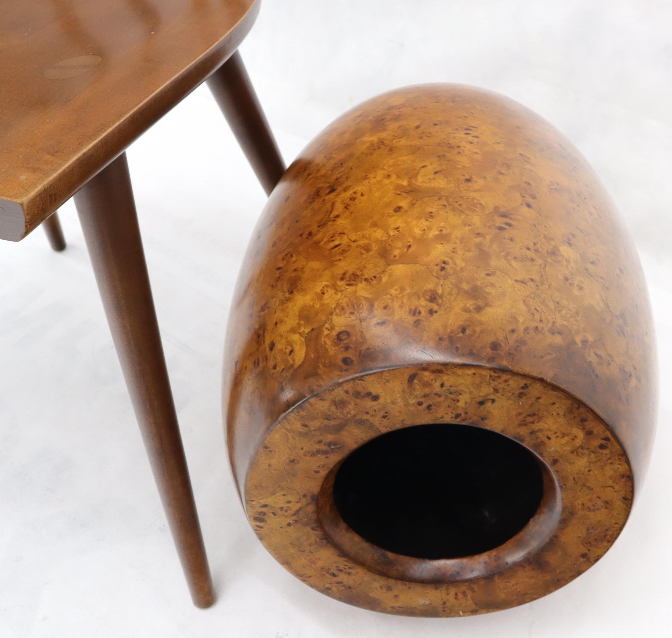 Unknown Barrel Shape Burl Wood Veneer Stool For Sale