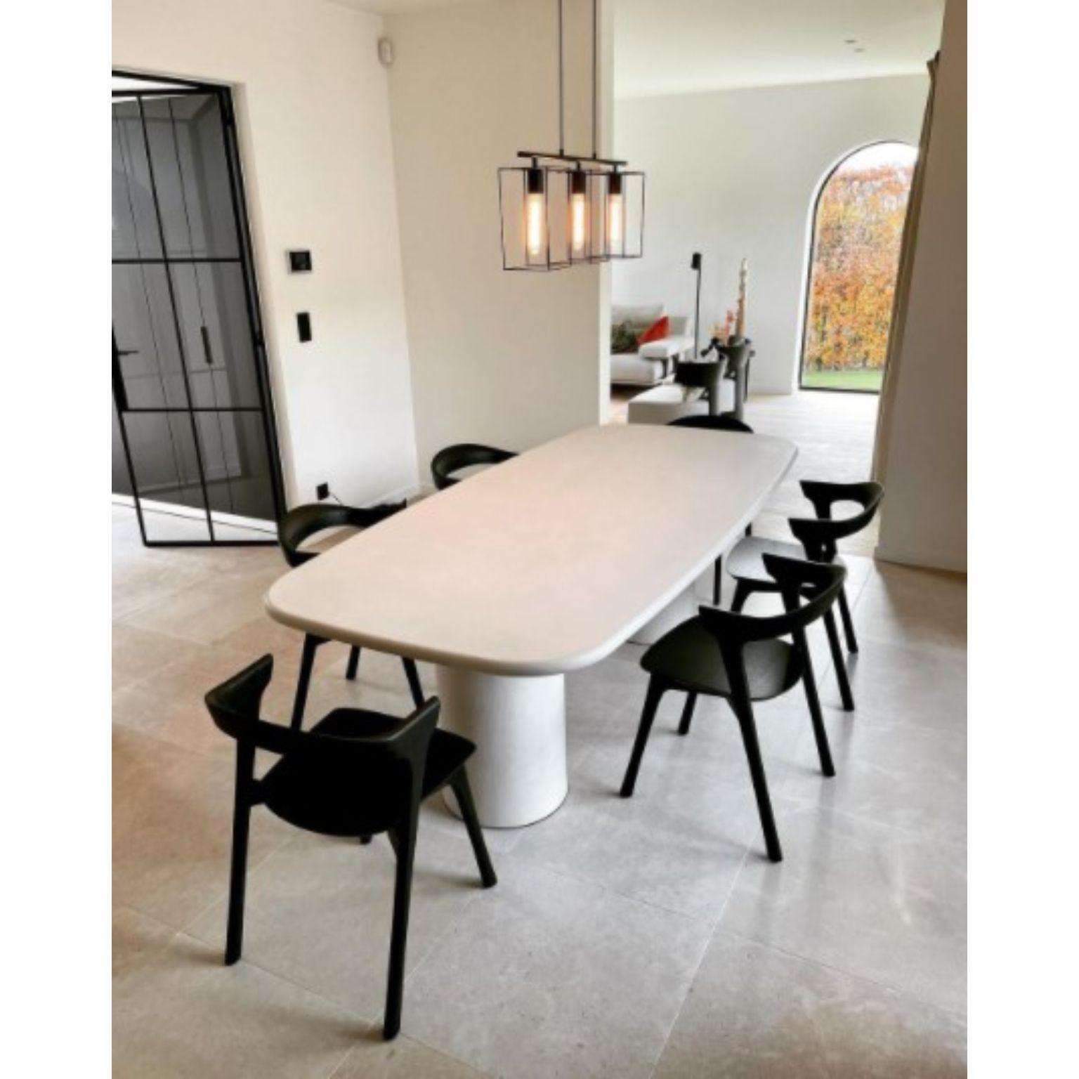 Barrel shape outdoor table by Philippe Colette
Dimensions: L 240 x W 110 x H 75 cm.
Materials: mineral lime plaster.

All shapes / sizes can be customized. Wide range of colors.

Our tables are in mineral lime plaster, unlike mortex, they are very