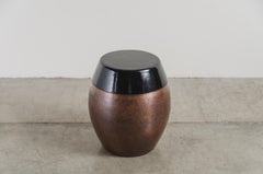Barrel Storage Drumstool, Antique Copper and Black Lacquer by Robert Kuo