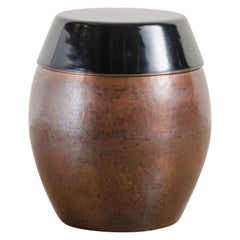 Barrel Storage Drumstool, Antique Copper and Black Lacquer by Robert Kuo