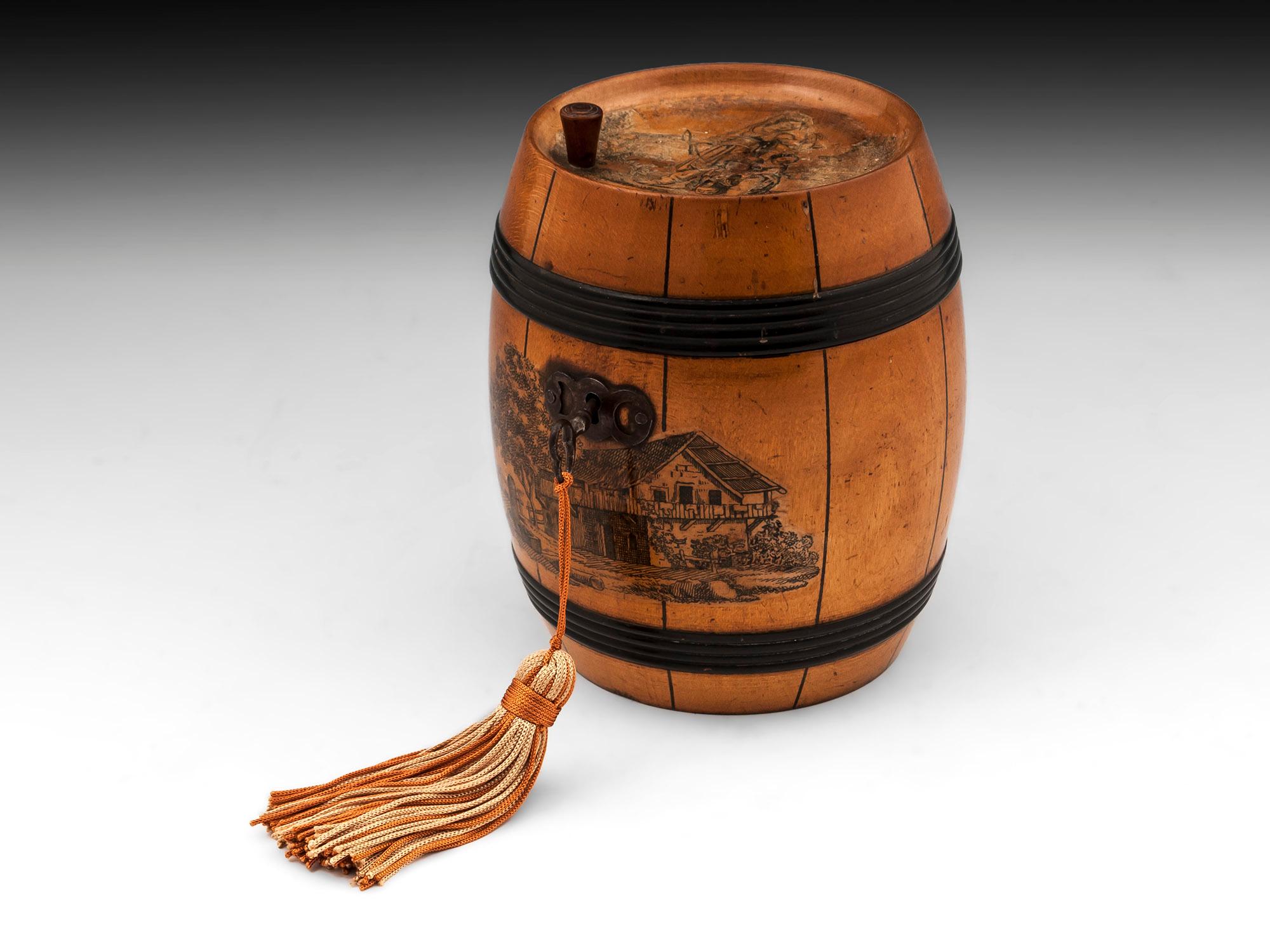 Barrel Tea Caddy, 19th Century 1