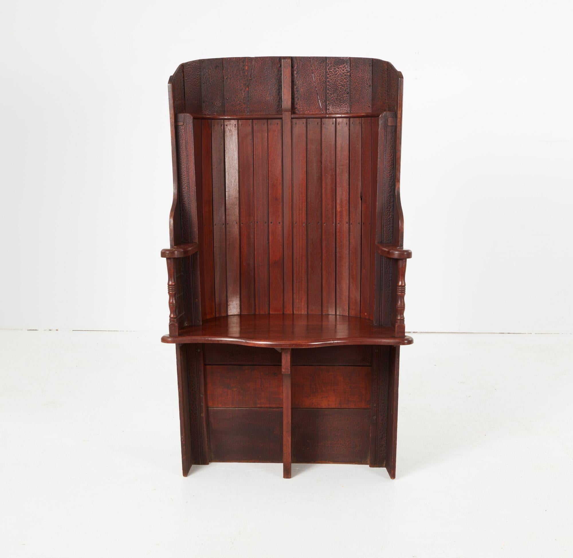 Arts and Crafts Barreled Back Wherry Chair For Sale