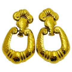 BARRER für AVON goldfarbener Türklopfer Designer-Laufsteg Clip-Ohrringe