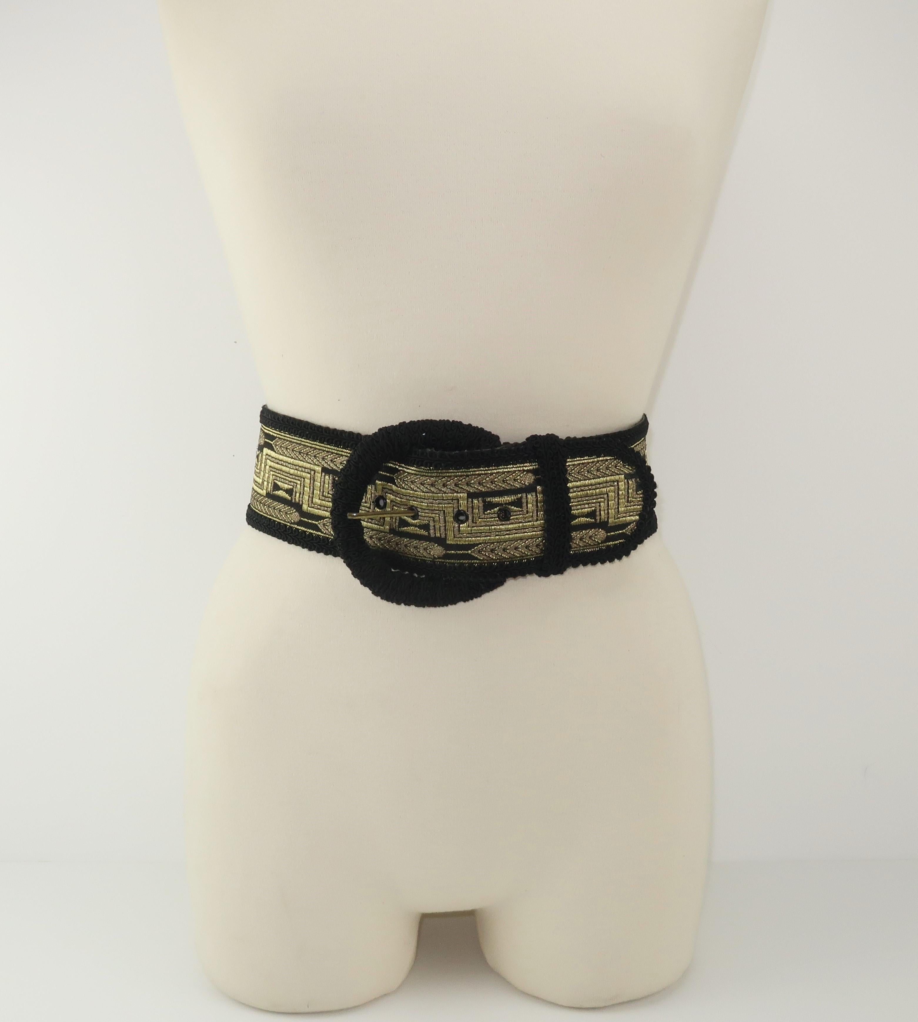 Women's Barrera Black & Gold Ornate Brocade Belt