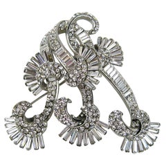 BARRERA Broche de cristal transparente Triple S Alfiler Nunca usado Años 80