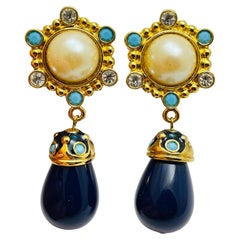Orecchini a clip BARRERA for AVON con pietre finte vintage e oro
