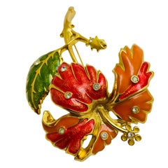 BARRERA for AVON signed vintage gold huge flower designer runway brooch