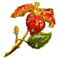 BARRERA para AVON broche de pasarela vintage firmado en oro enorme flor de diseñador