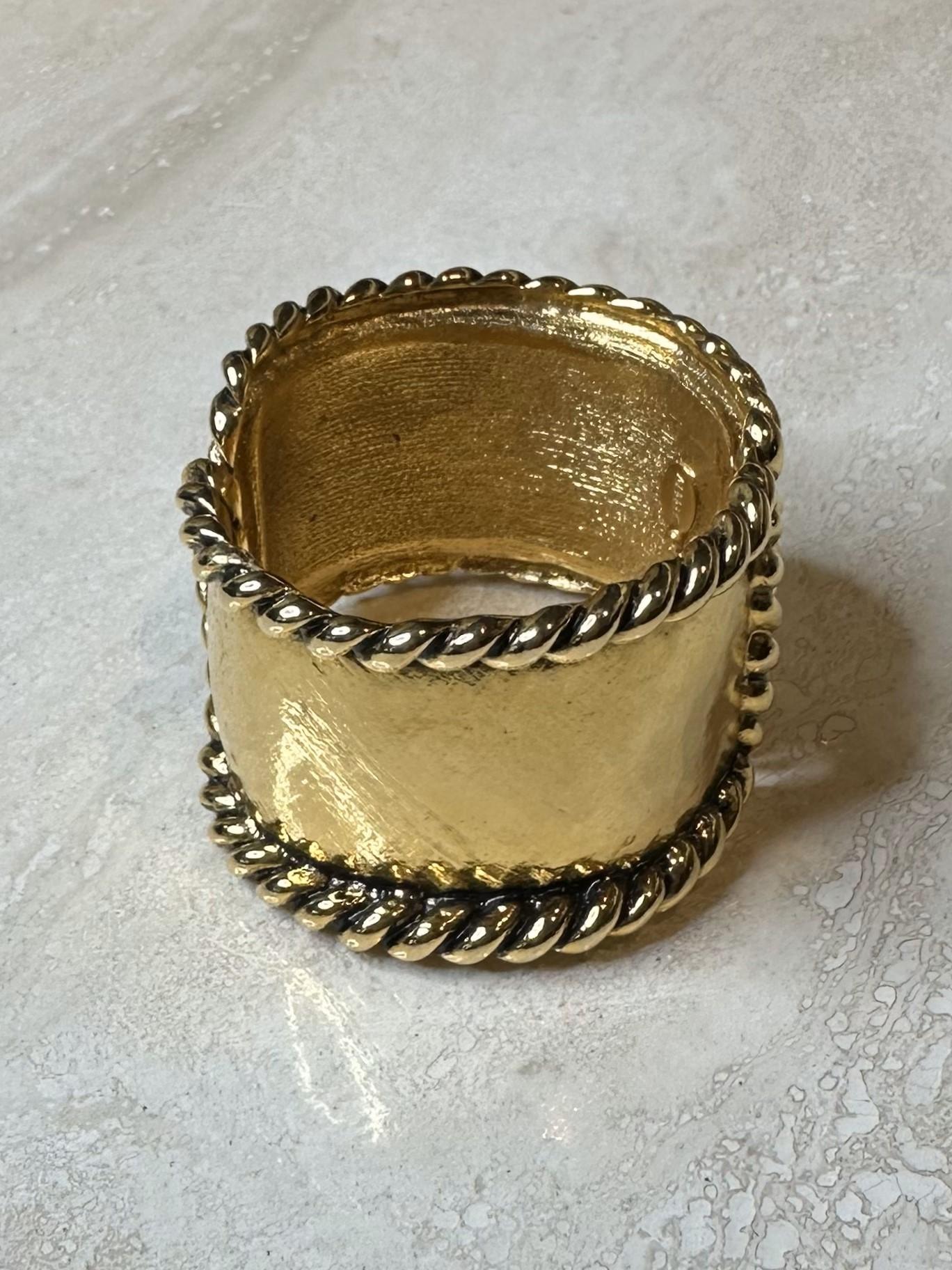 Vintage Monumental Barrera Gold Rope Cuff In Good Condition In Lake Worth Beach, FL