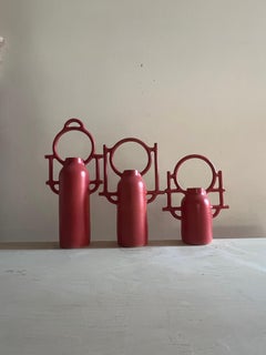 Barrera Triptych. Sculptures by Aniana Heras in Glazed white stoneware