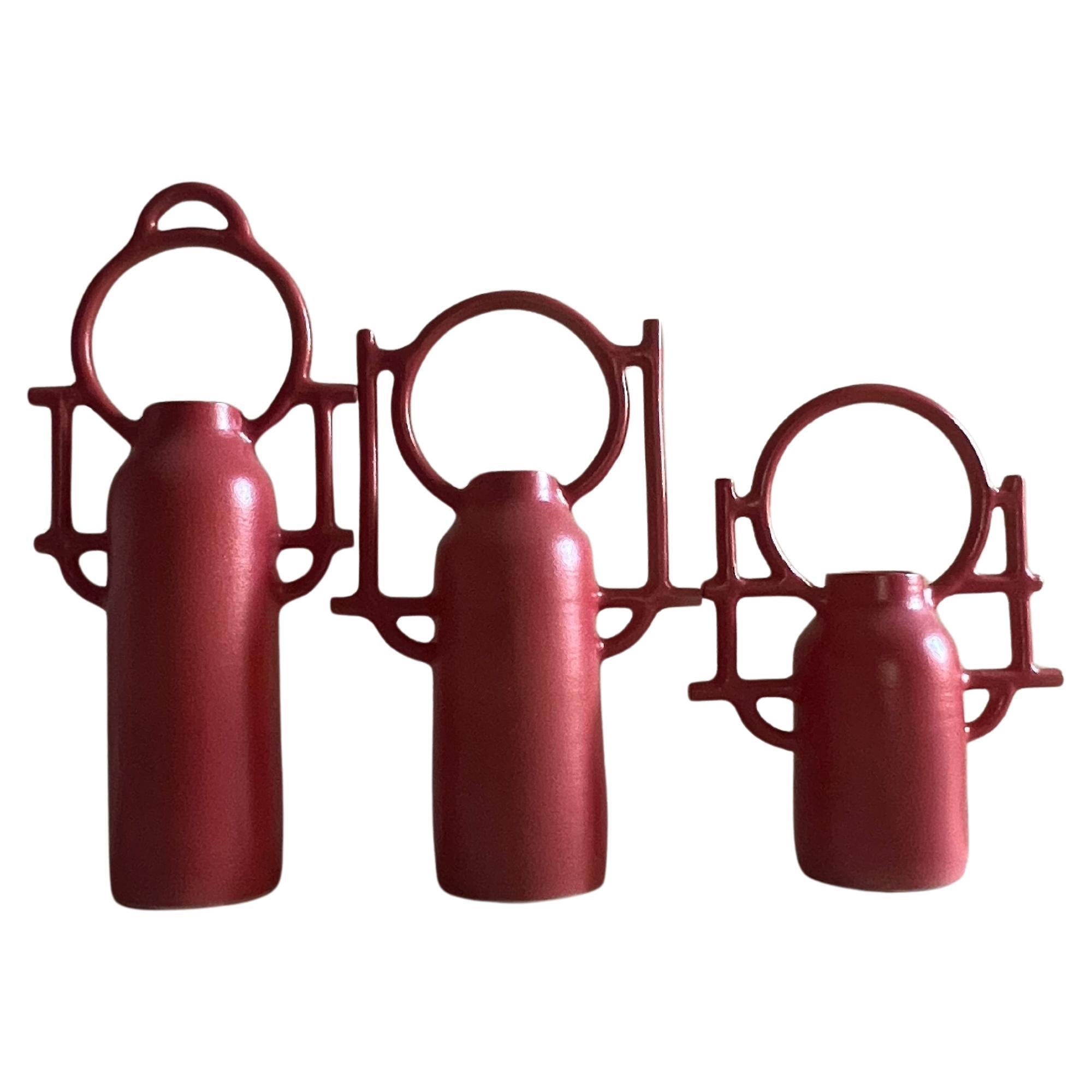 Barrera Triptych. Sculptures by Aniana Heras in Glazed white stoneware