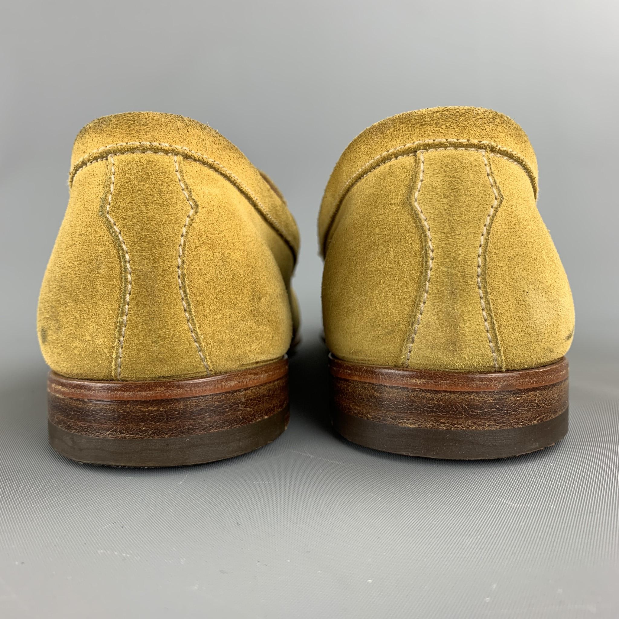 BARRETT Size 11 Yellow Suede Horsebit Loafers In Good Condition In San Francisco, CA