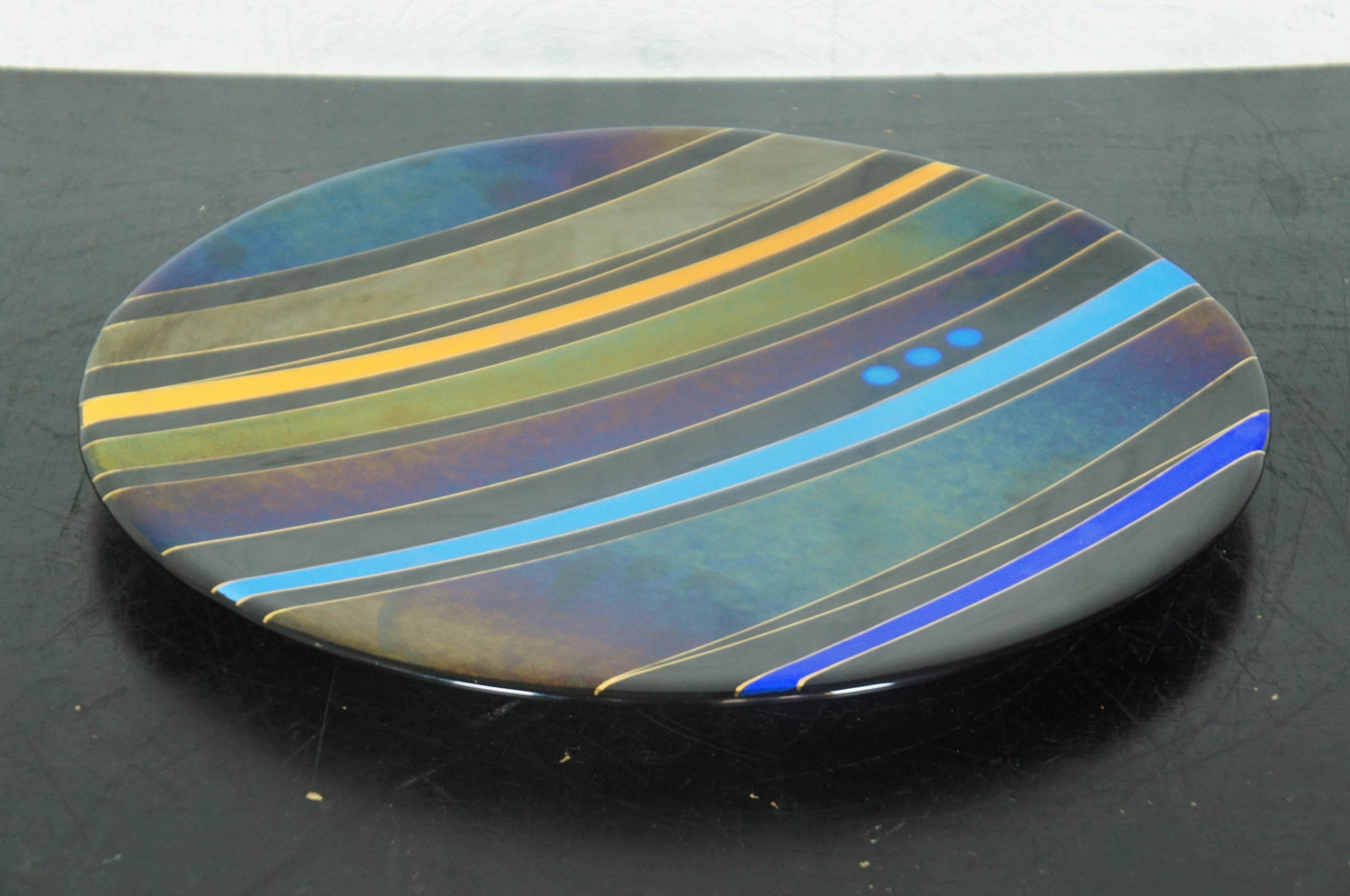 Barrett Studio Modern Art Glass Memphis Style Charger Plate Abstract Geometric 7