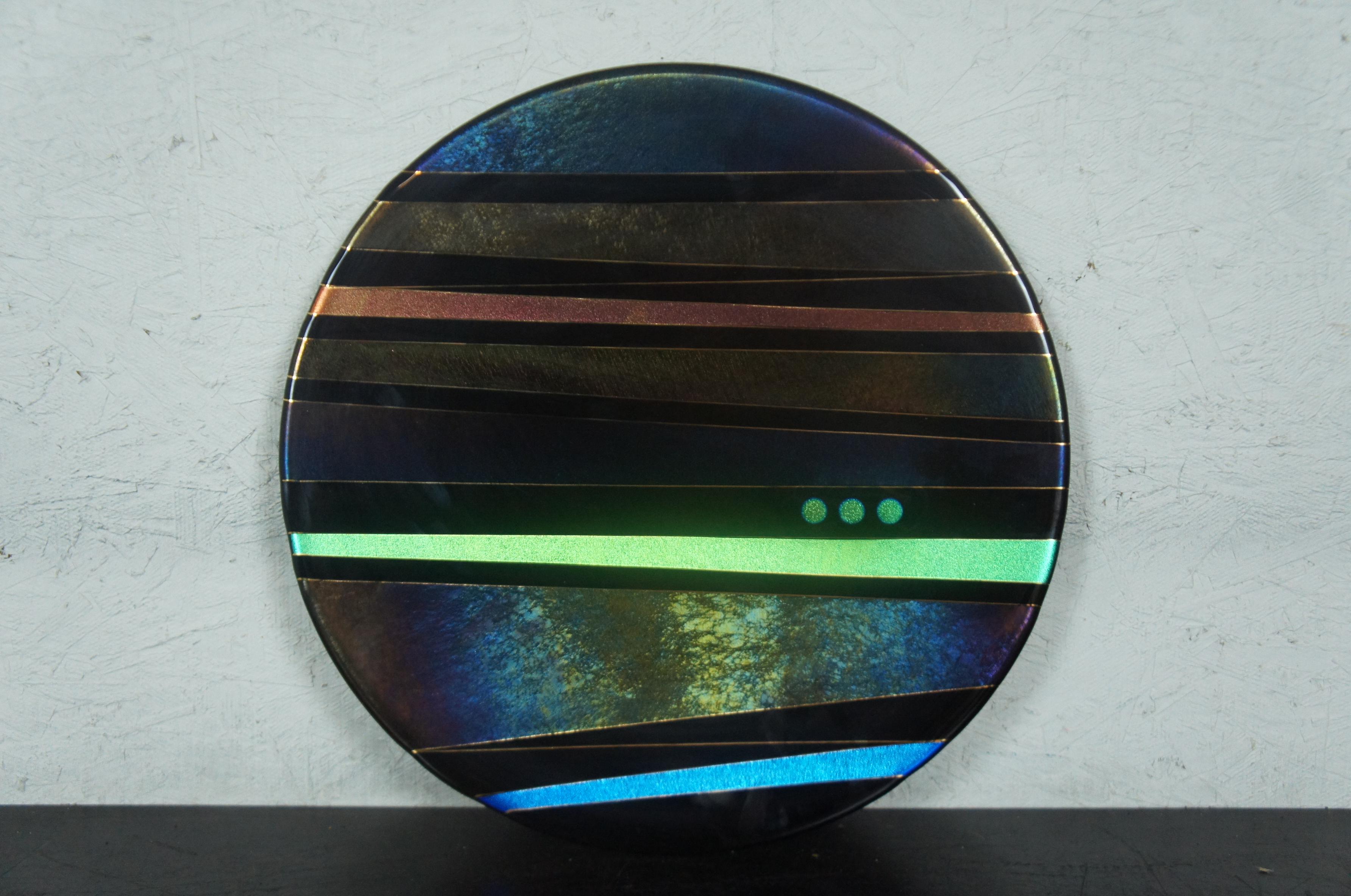Barrett Studio Modern Art Glass Memphis Style Charger Plate Abstract Geometric 8