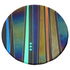 Assiette de présentation en verre d'art moderne de style Memphis avec motif géométrique abstrait de Barrett Studio