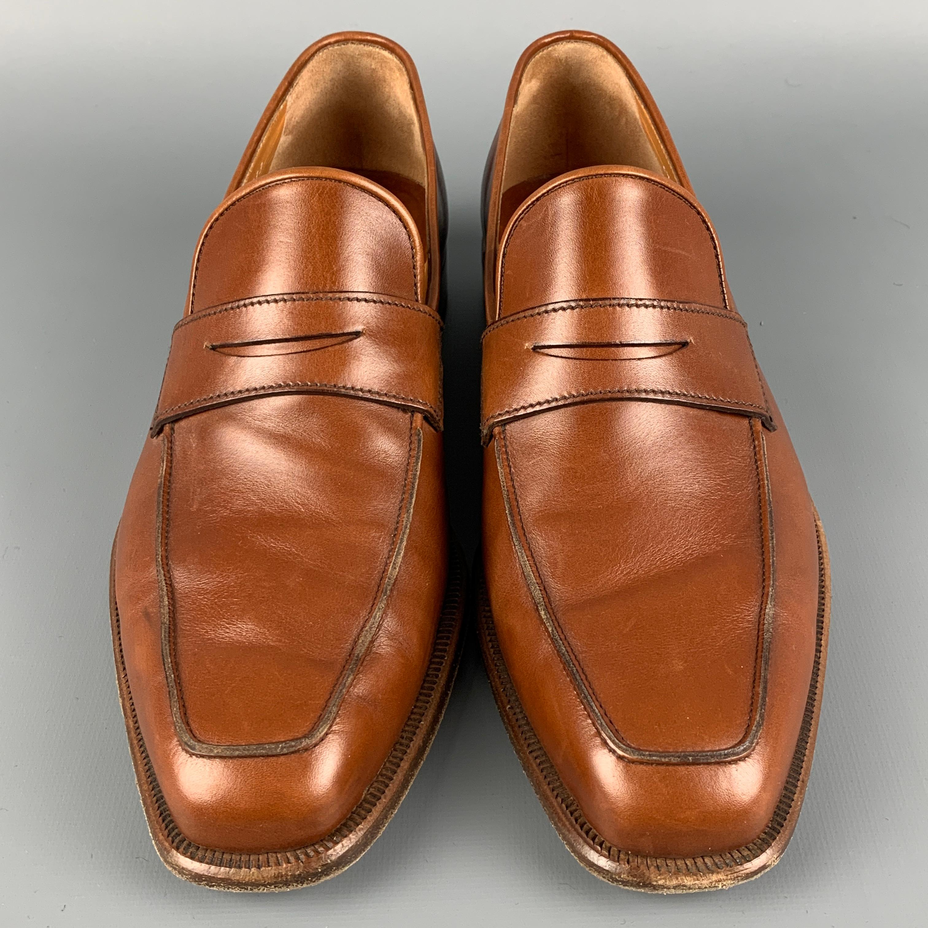 Brown BARRETT x WILKES BASHFORD Size 7.5 Tan Leather Slip On Loafers