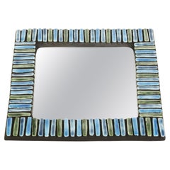 "Barrettes" ceramic wall mirror by Mithé Espelt, France 1958
