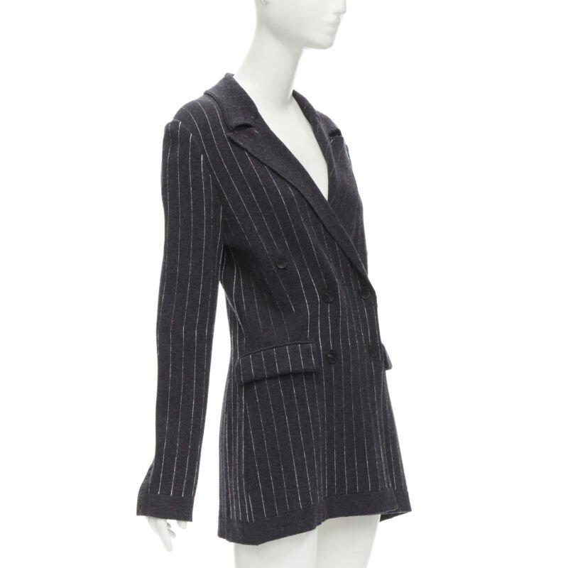 BARRIE Chaqueta blazer de doble botonadura 100% cachemira gris oscuro a rayas S en Excelente estado para la venta en Hong Kong, NT