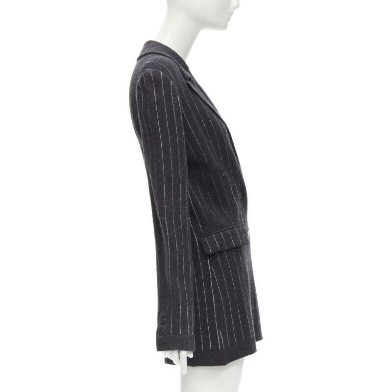 De las mujeres BARRIE Chaqueta blazer de doble botonadura 100% cachemira gris oscuro a rayas S en venta