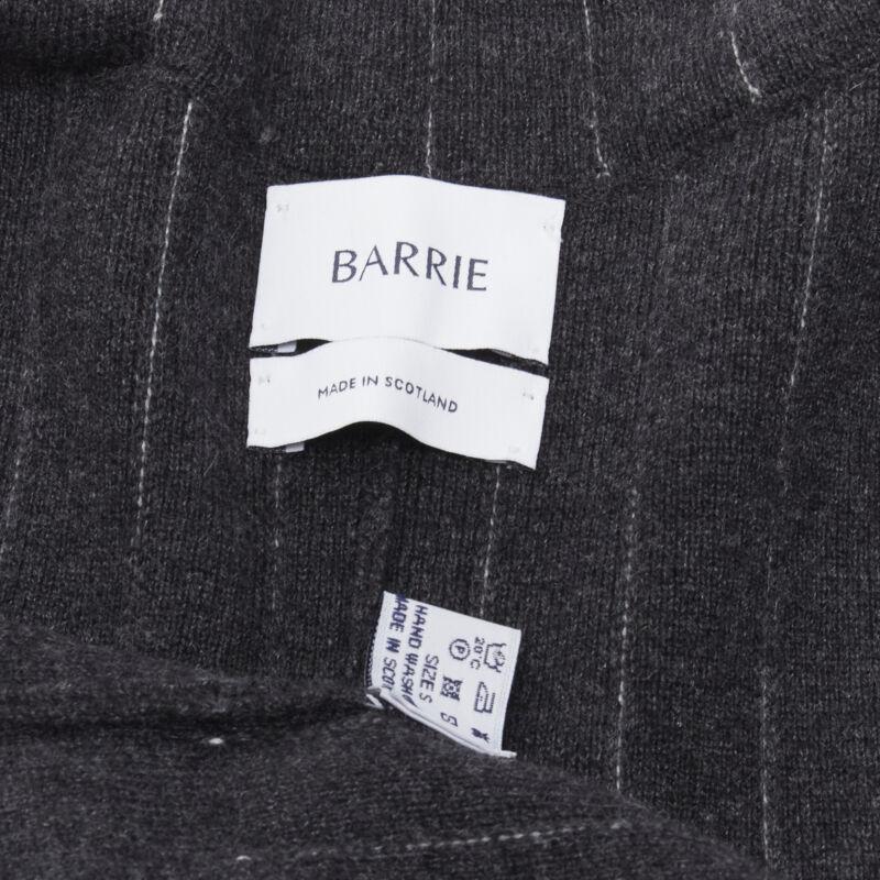 BARRIE Chaqueta blazer de doble botonadura 100% cachemira gris oscuro a rayas S en venta 4
