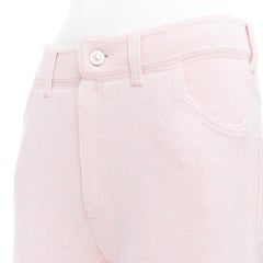 BARRIE baby pink cashmere cotton knitted overstitched wide pants M