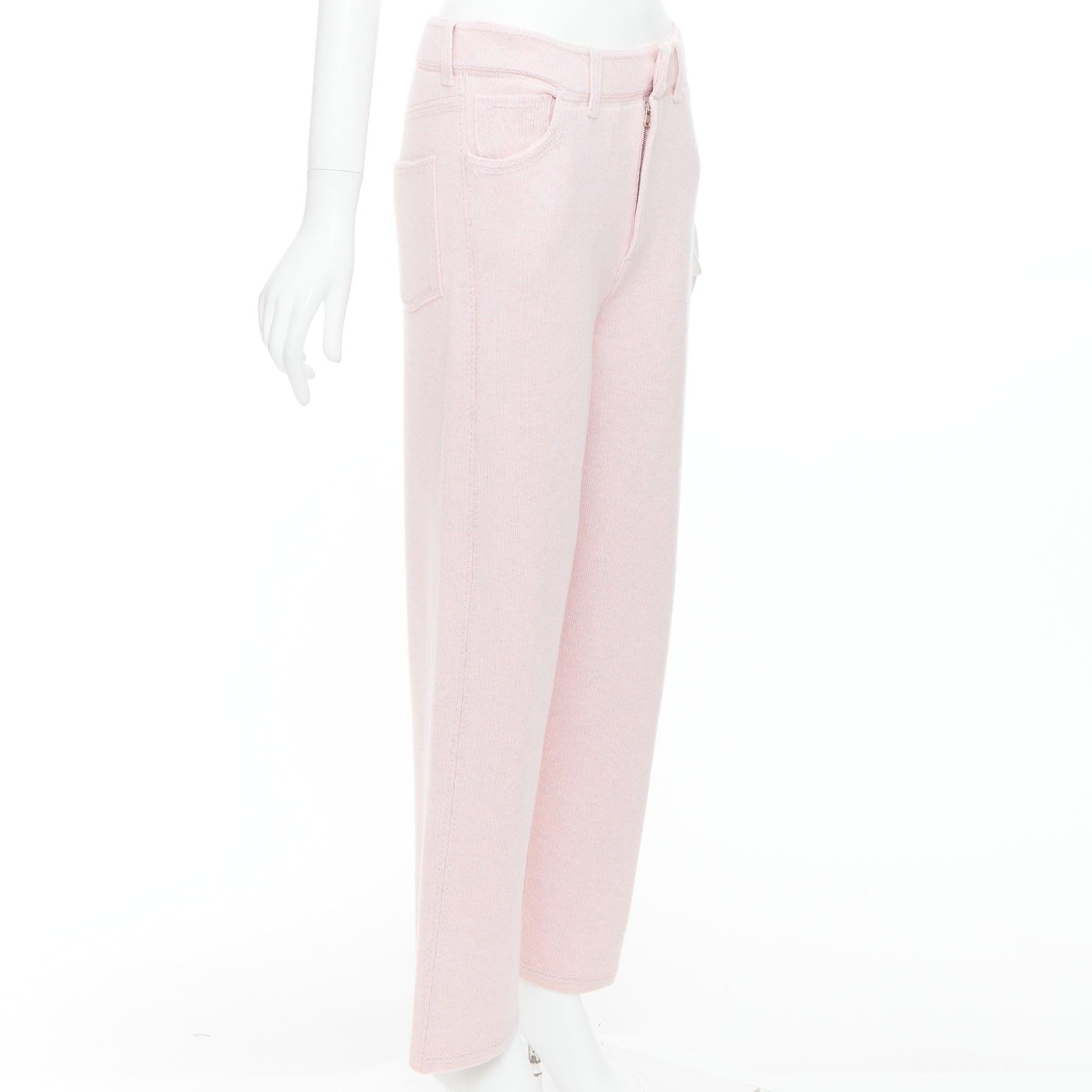 Beige BARRIE rose pâle, tricoté en cachemire et coton surpiqué M en vente