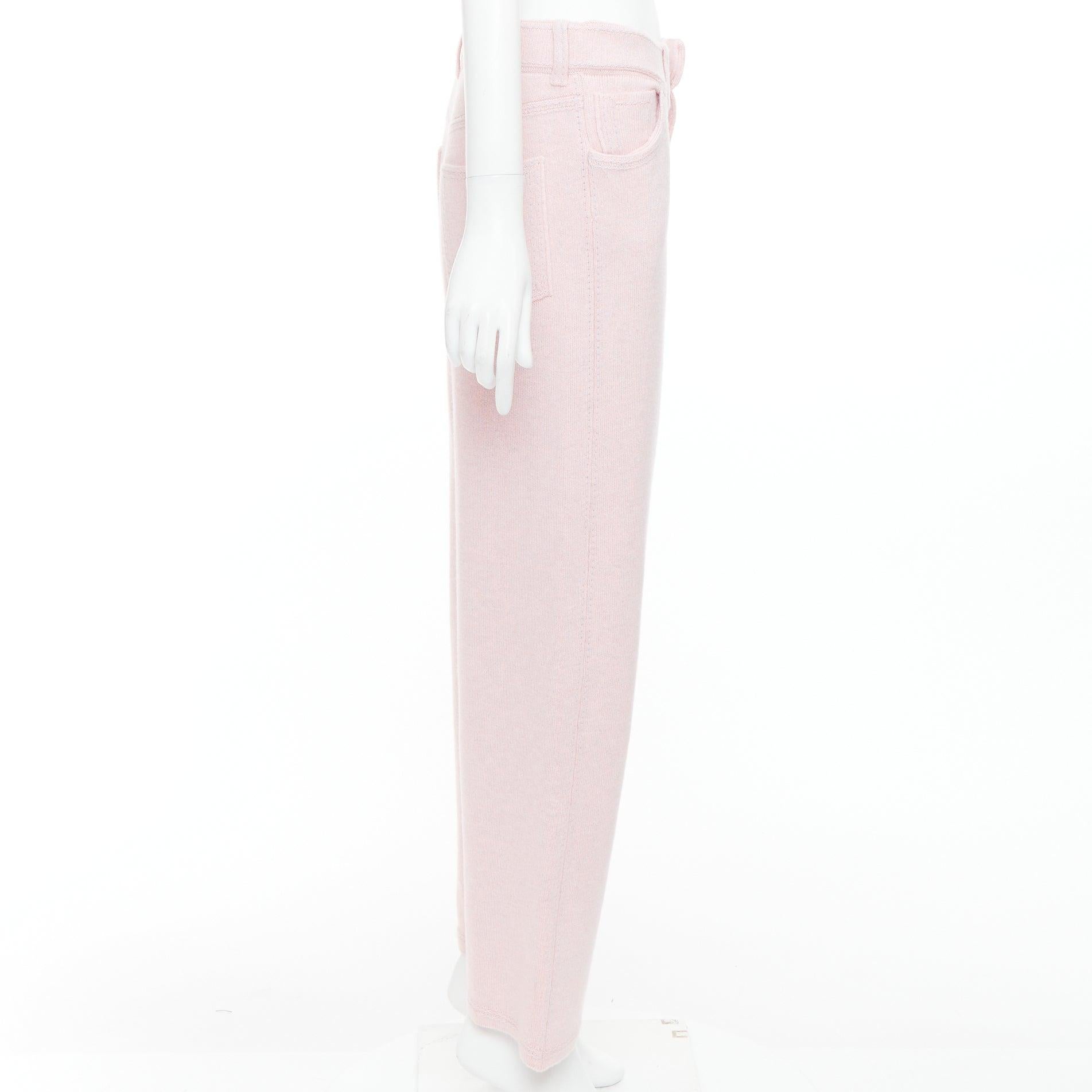 BARRIE rose pâle, tricoté en cachemire et coton surpiqué M Bon état - En vente à Hong Kong, NT