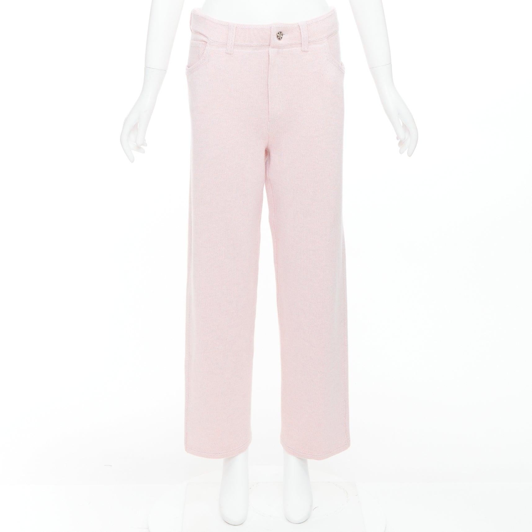 BARRIE rose pâle, tricoté en cachemire et coton surpiqué M en vente 4