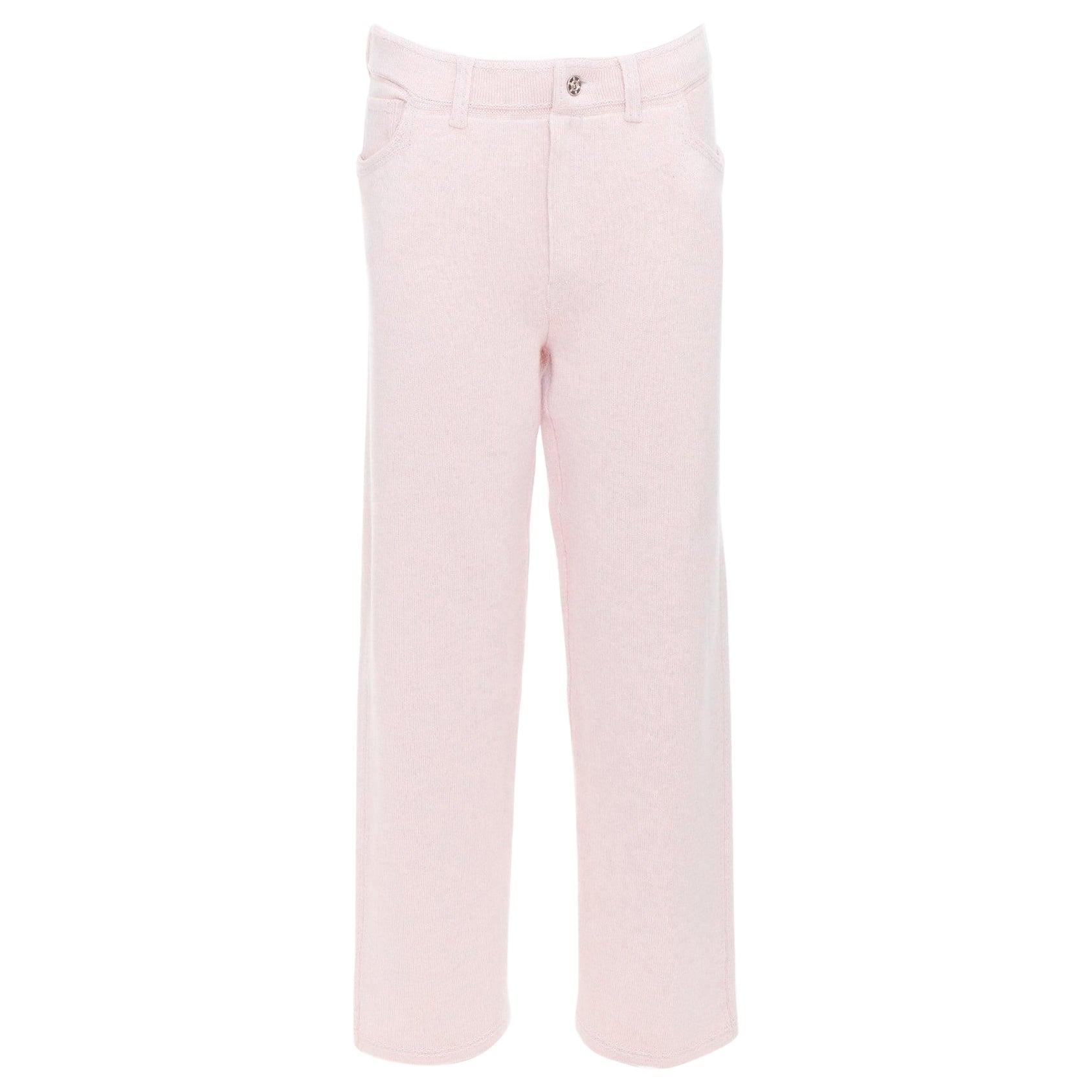 BARRIE pantaloni larghi in cotone cashmere rosa baby con cuciture in rilievo M. I.