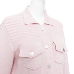 BARRIE baby pink cashmere cotton topstitched pocketed cardigan L