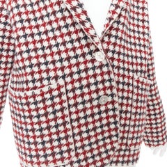 BARRIE blazer de punto de pata de gallo de cachemira crema burdeos XS