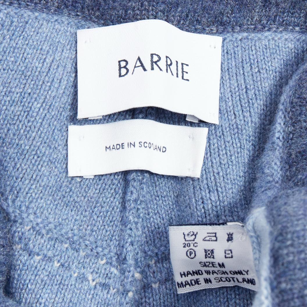 BARRIE cashmere cotton blue trompe loeil white topstitch knitted pants M For Sale 3
