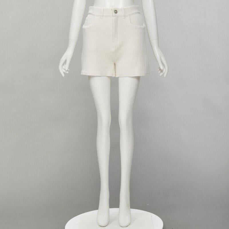BARRIE Denim Suit cashmere cotton knit ivory shorts M For Sale 6