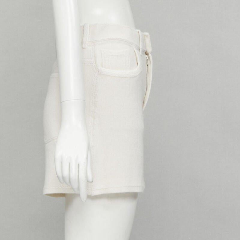 BARRIE Denim Suit cashmere cotton knit ivory shorts M In Excellent Condition For Sale In Hong Kong, NT