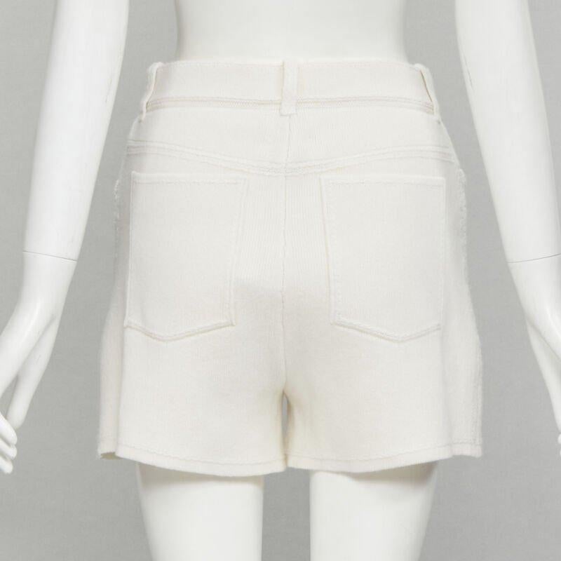 Women's BARRIE Denim Suit cashmere cotton knit ivory shorts M For Sale
