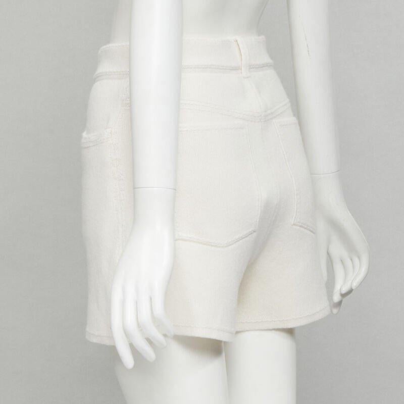 BARRIE Denim Suit cashmere cotton knit ivory shorts M For Sale 1