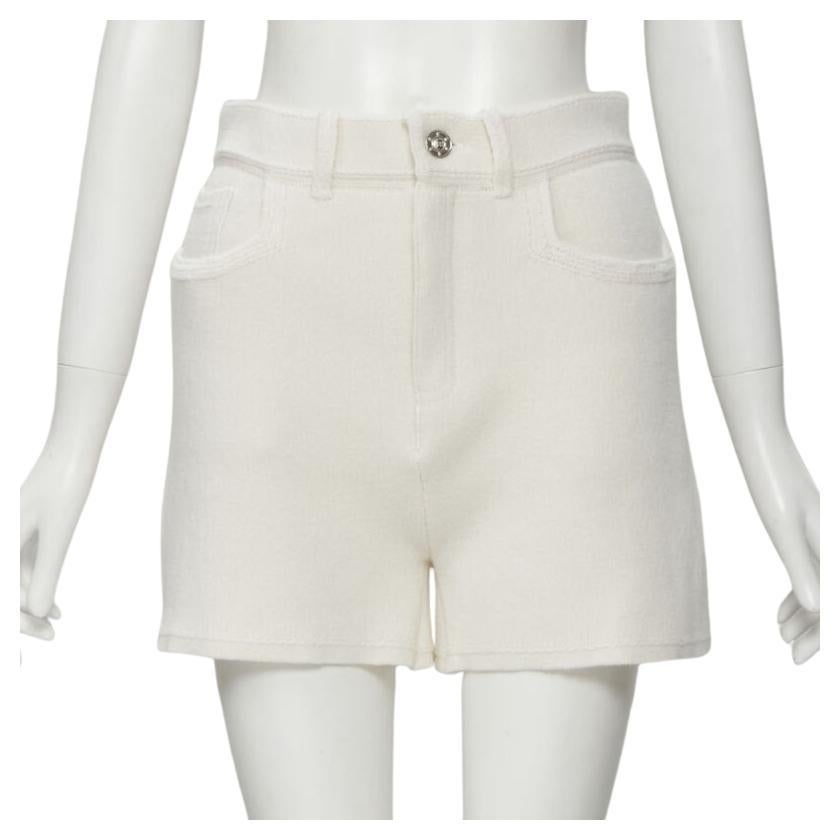 BARRIE Denim Suit cashmere cotton knit ivory shorts M