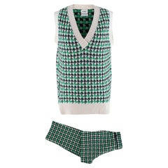 Barrie Green, White & Black Knitted Vest & Trousers - US 4/6