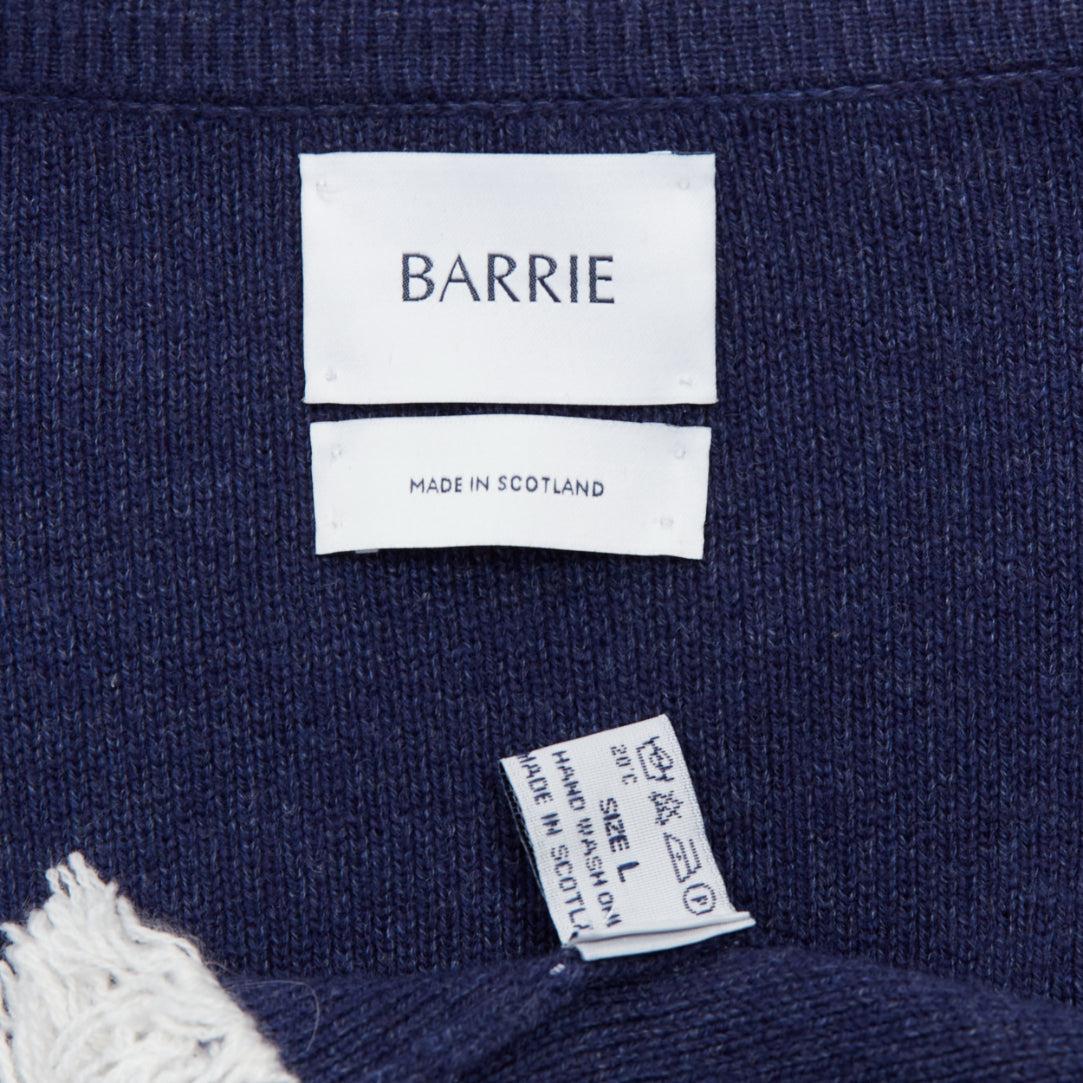 BARRIE navy cashmere cotton distressed trompe loeil knit jacket L 4