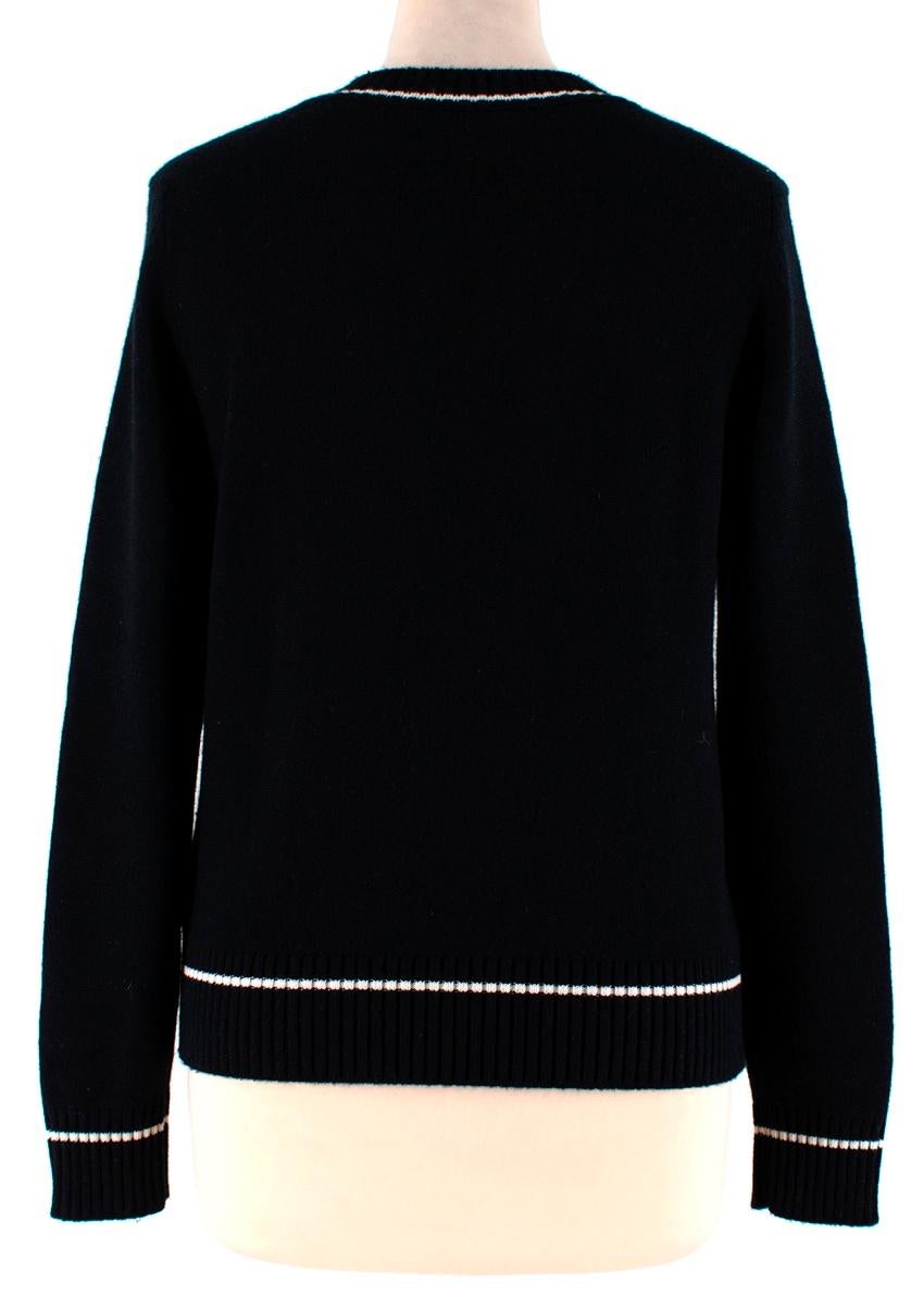 Black Barrie Two-Tone Monogram Cashmere Sweater - Size XS
