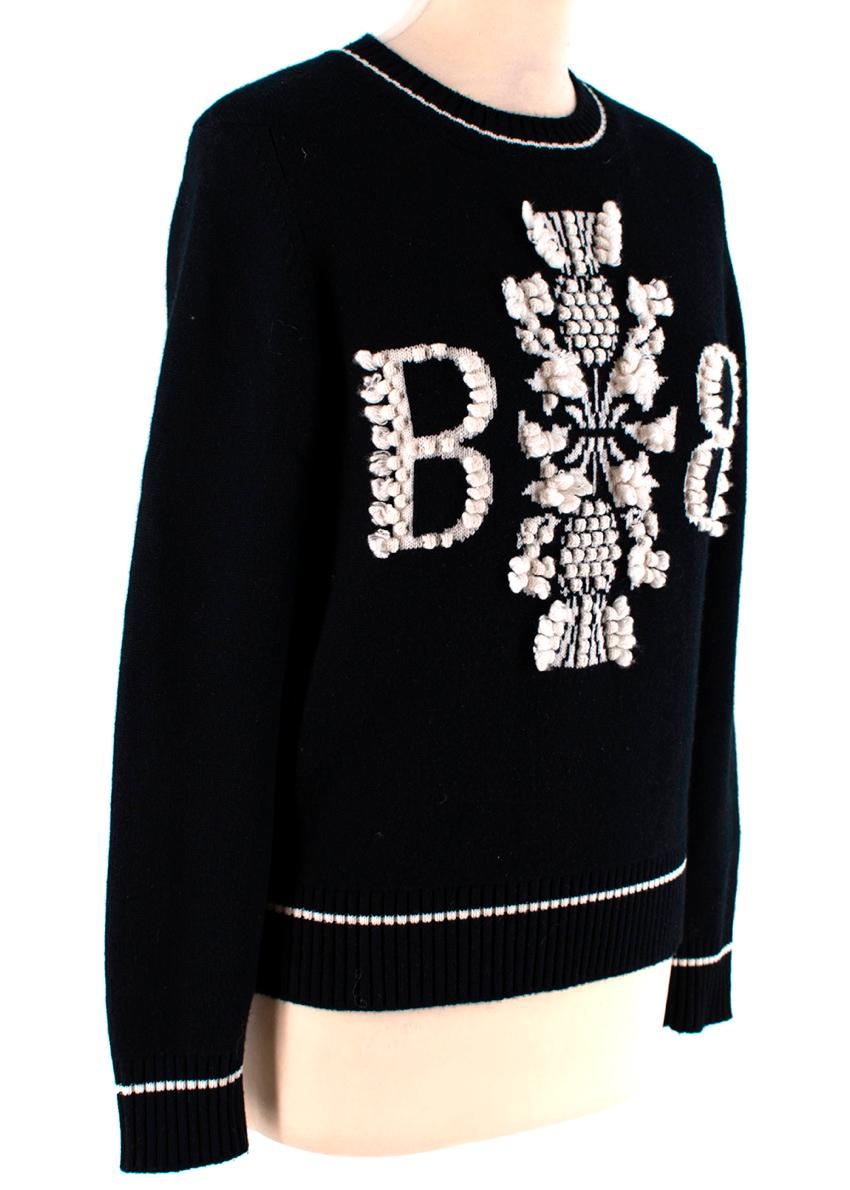 Barrie Two-Tone Monogram Cashmere Sweater - Size XS In Excellent Condition In London, GB
