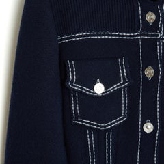 Barrie Veste Denim FR40 Navy Cashmere Cotton Denim Jacket UK12 US10