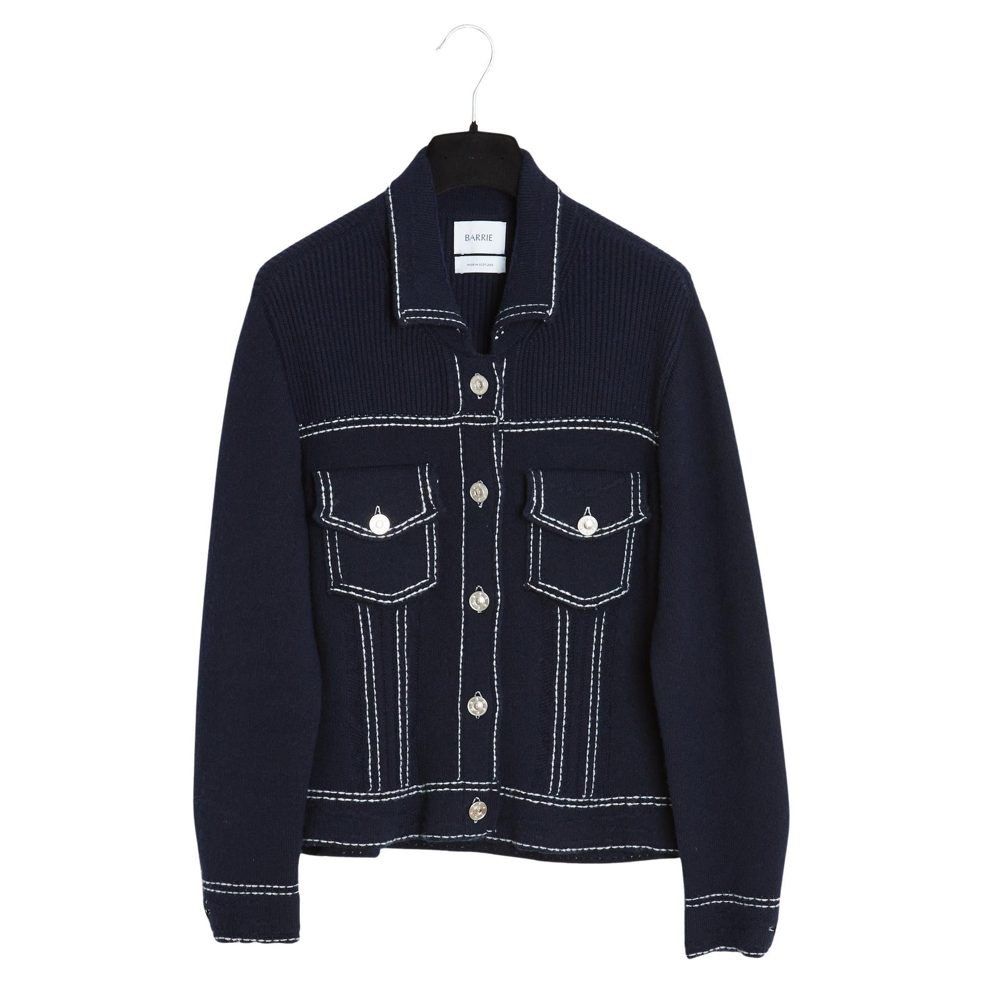 Barrie Veste Denim FR40 Navy Kaschmir Baumwolle Denim Jacke UK12 US10