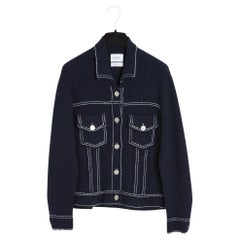 Barrie Veste Denim FR40 Navy Kaschmir Baumwolle Denim Jacke UK12 US10