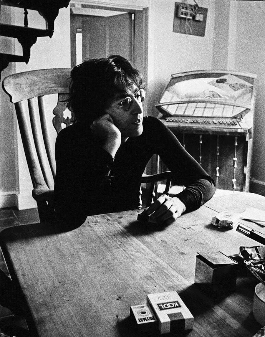 Barrie Wentzell Black and White Photograph - John Lennon, The Beatles, 1971