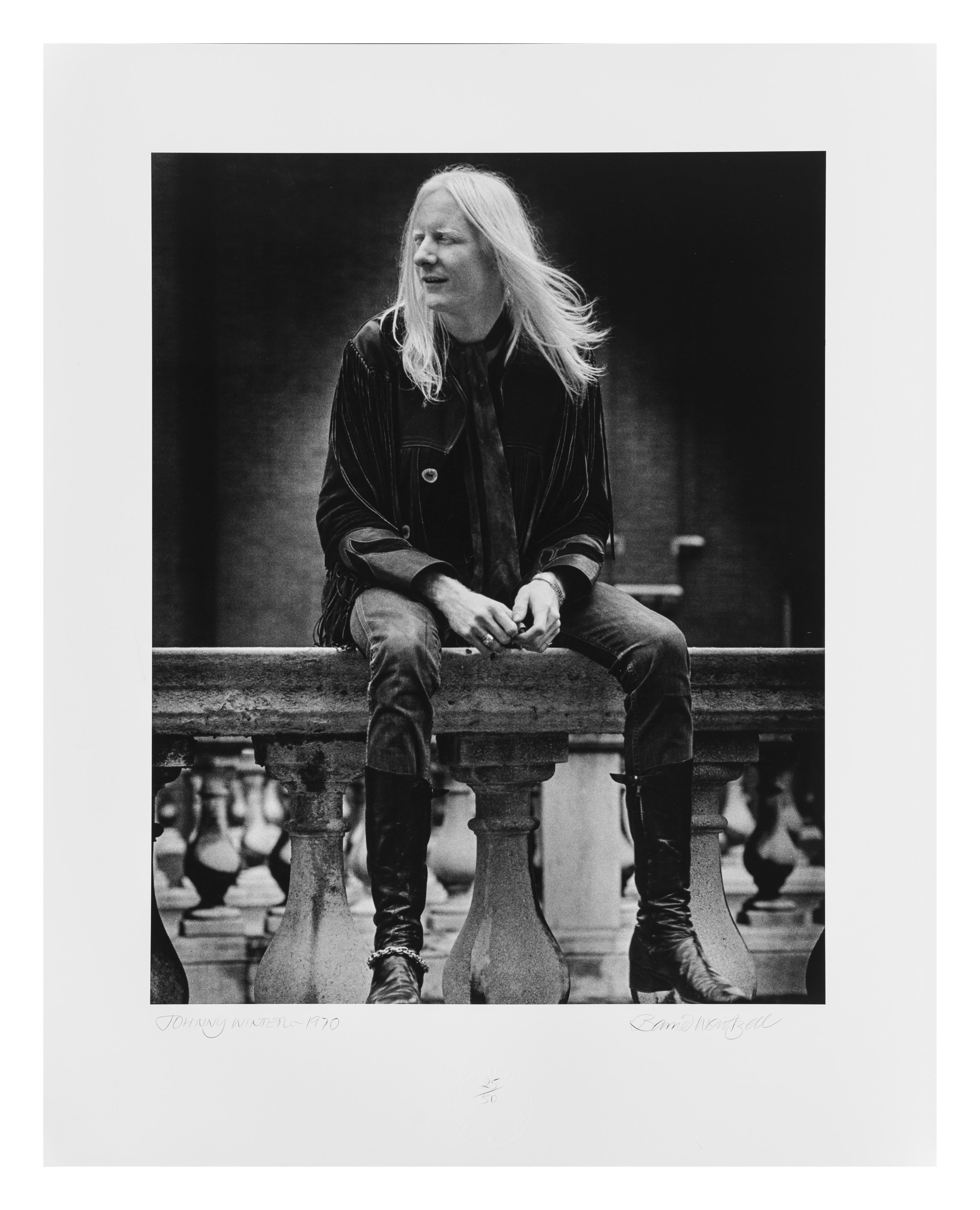 Barrie Wentzell Black and White Photograph - Johnny Winter