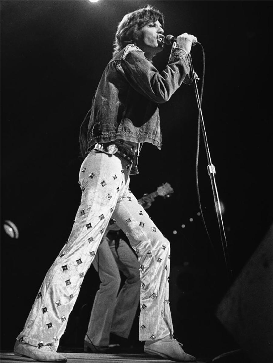 Barrie Wentzell Black and White Photograph - Mick Jagger, Wembley Arena, London, 1973