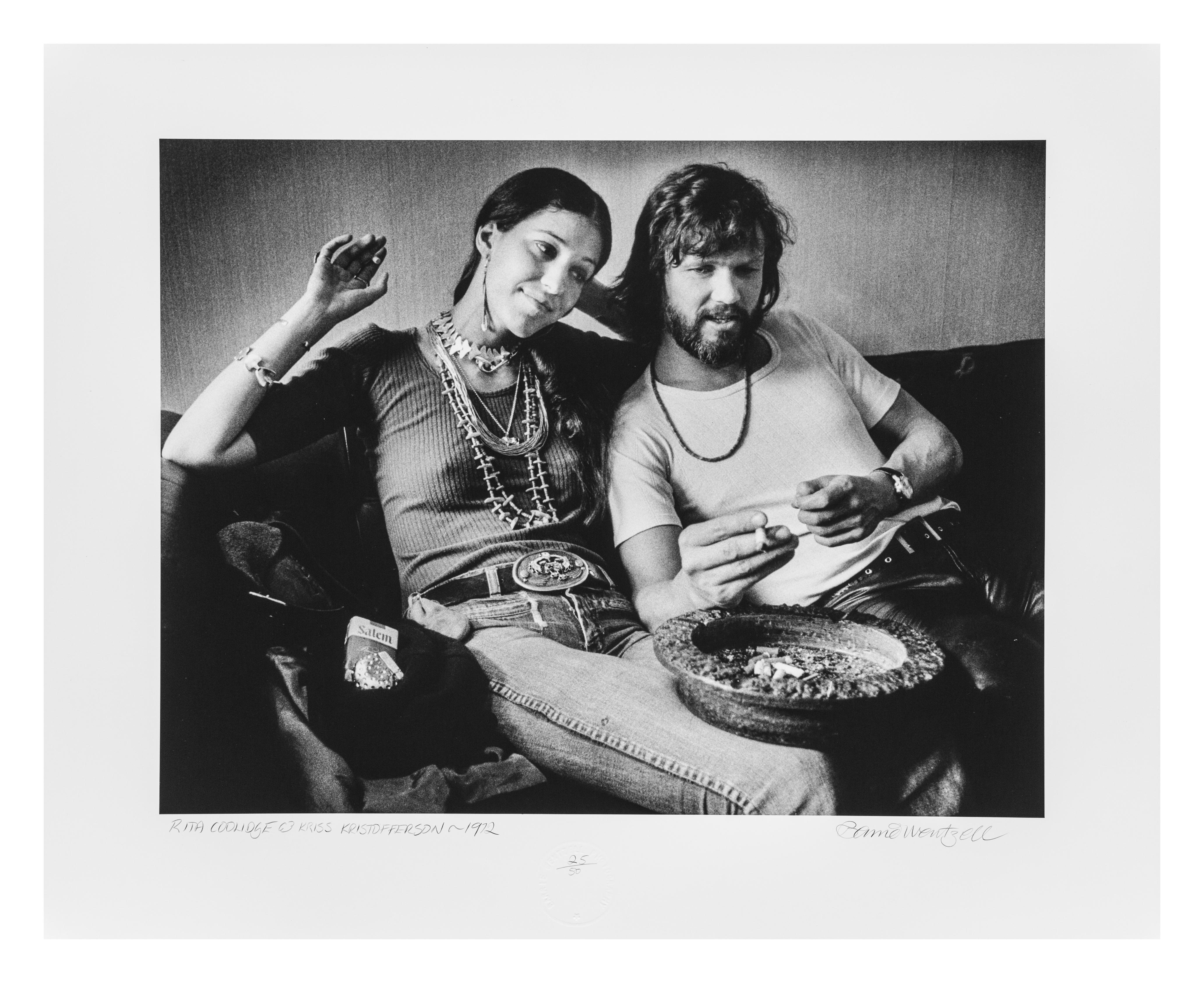 Barrie Wentzell Black and White Photograph - Rita Coolidge & Kris Kristofferson