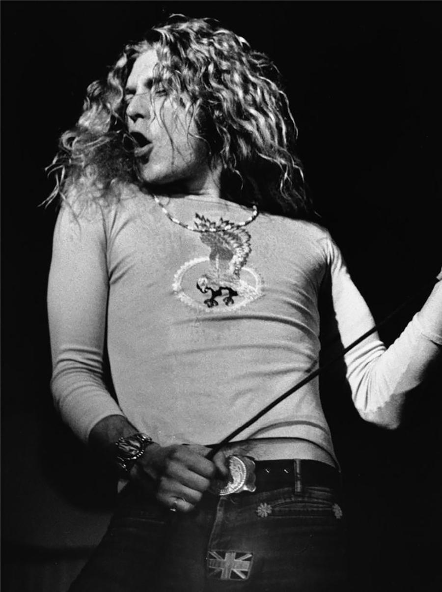 Barrie Wentzell Black and White Photograph - Robert Plant, Led Zeppelin, Wembley Arena, North London, 1972